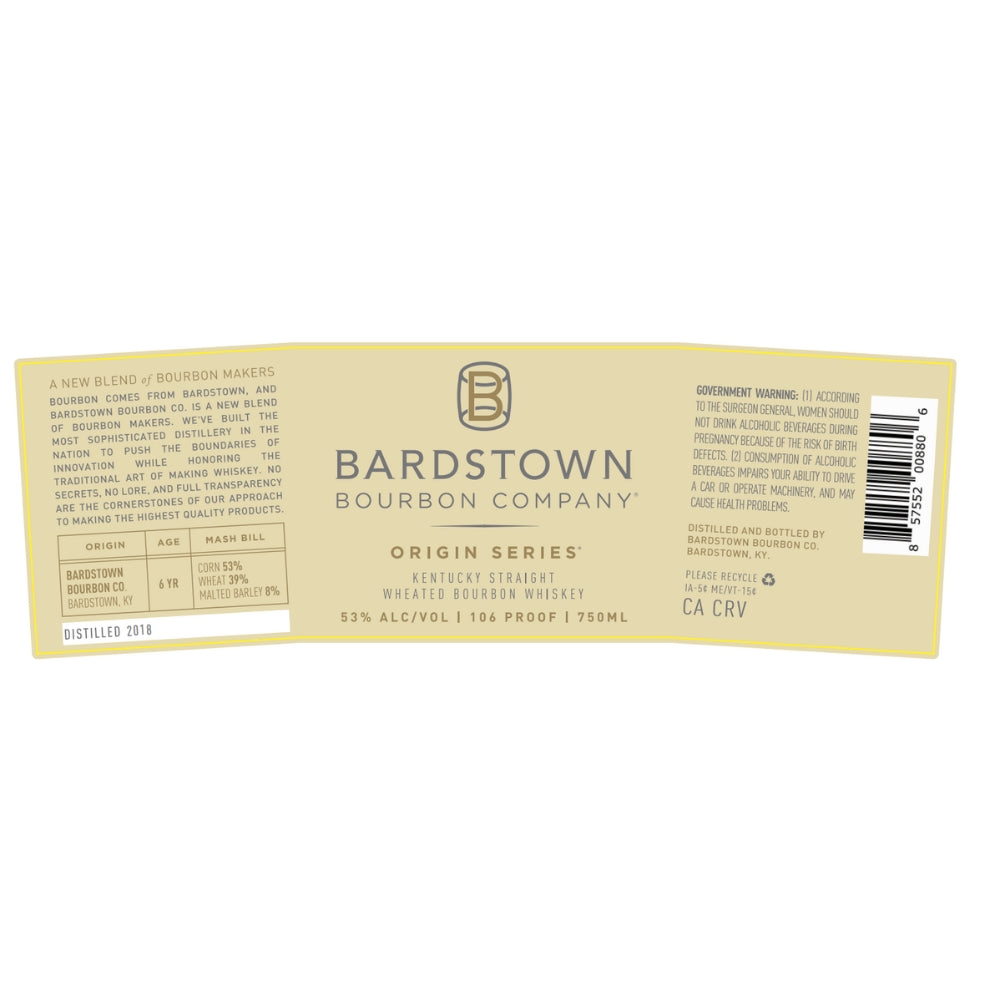Bardstown Bourbon Origin Series Straight Wheated Bourbon Bardstown Bourbon Company