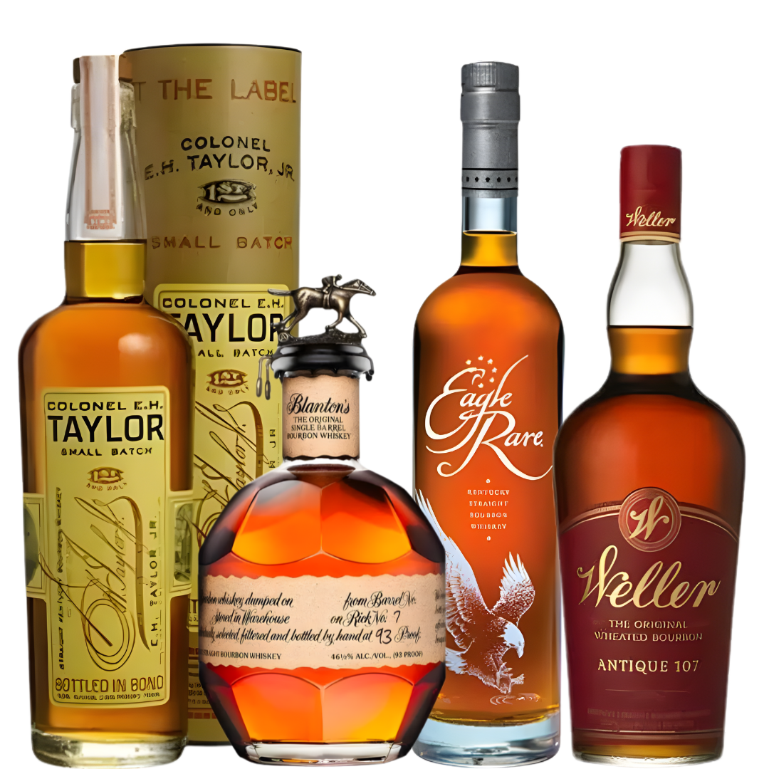 Bourbon Lover Bundle: Blanton's Single Barrel, Weller 107, E.H. Taylor Small Batch & Eagle Rare Heritage Bundle