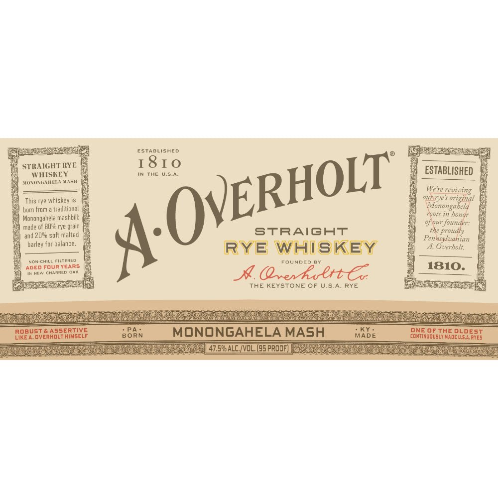 A. Overholt Monongahela Mash Straight Rye - Main Street Liquor