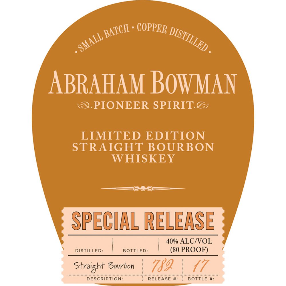 Abraham Bowman Special Release Straight Bourbon - Main Street Liquor