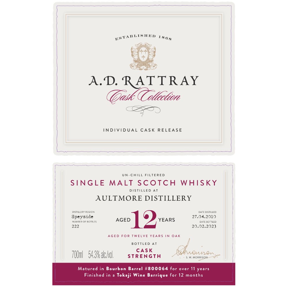 A.D. Rattray Cask Collection 12 Year Aultmore 2010 Cask #800064 - Main Street Liquor