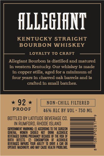 Allegiant Kentucky Straight Bourbon Whiskey Aged 4 Years 750ml - Main Street Liquor