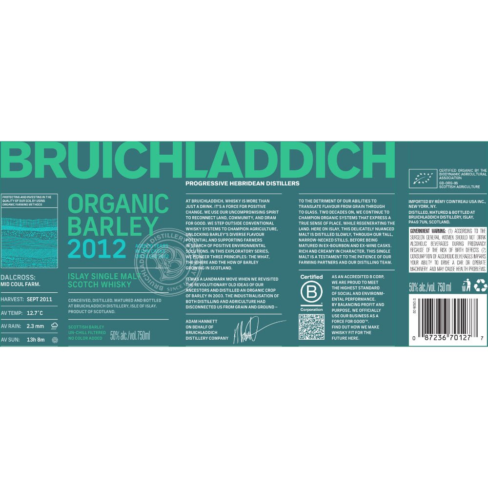 Bruichladdich Organic Barley 2012 - BuyMyLiquor