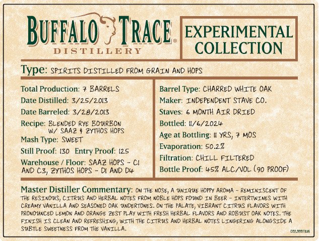 Buffalo Trace Experimental Collection Spirits Distilled from Grain and Hops - Main Street Liquor
