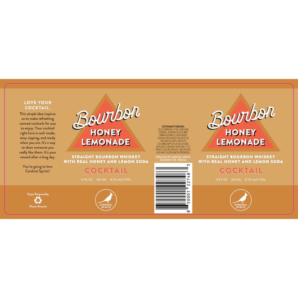 Cardinal Spirits Bourbon Honey Lemonade Canned Cocktail - Main Street Liquor