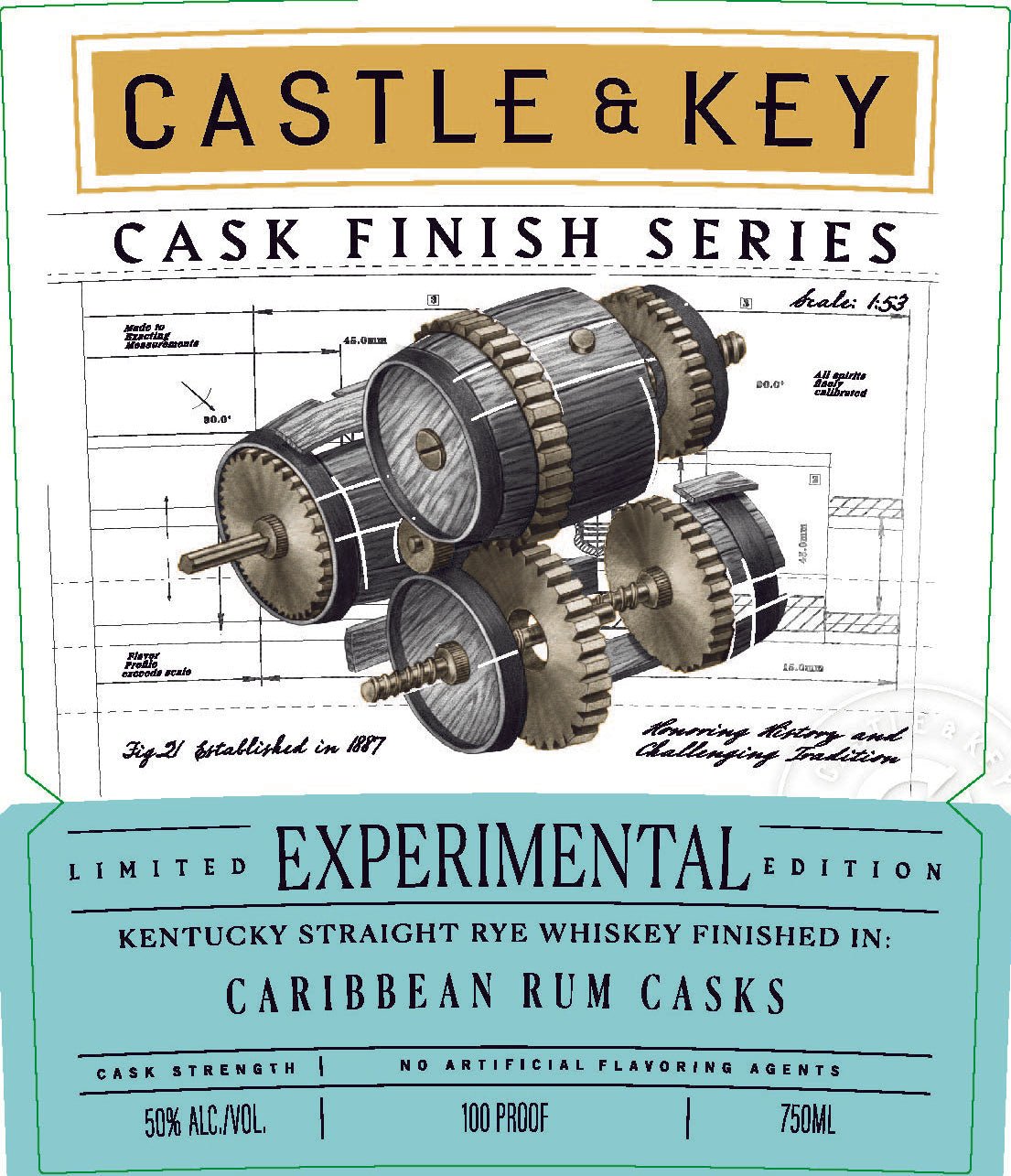 Castle & Key Experimental Rye Whiskey Caribbean Rum Cask Finish 750ml Castle & Key