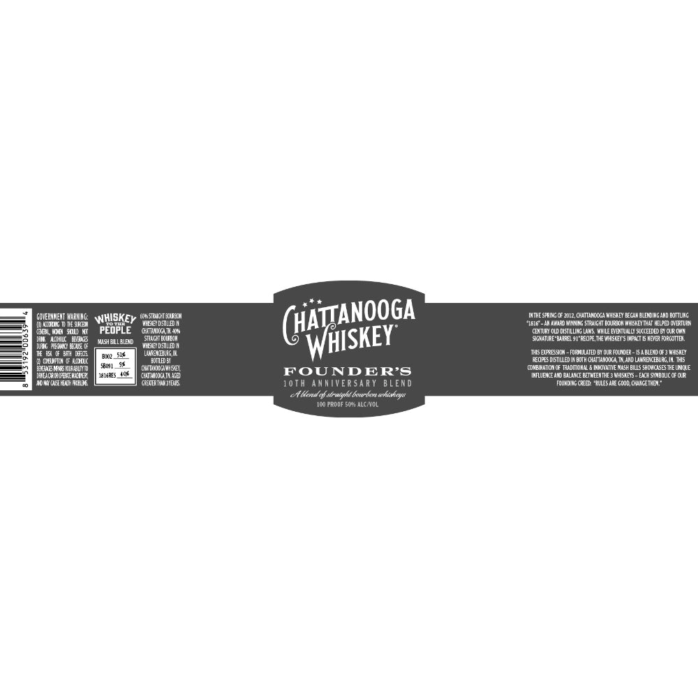 Chattanooga Whiskey Founder’s 10th Anniversary Blend of Straight Bourbons - Main Street Liquor