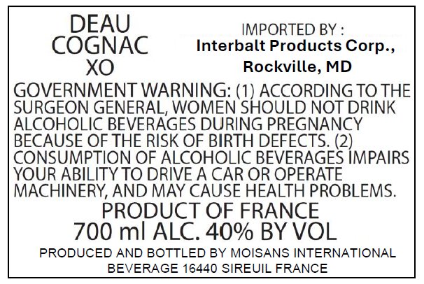 Deau XO Cognac - Main Street Liquor