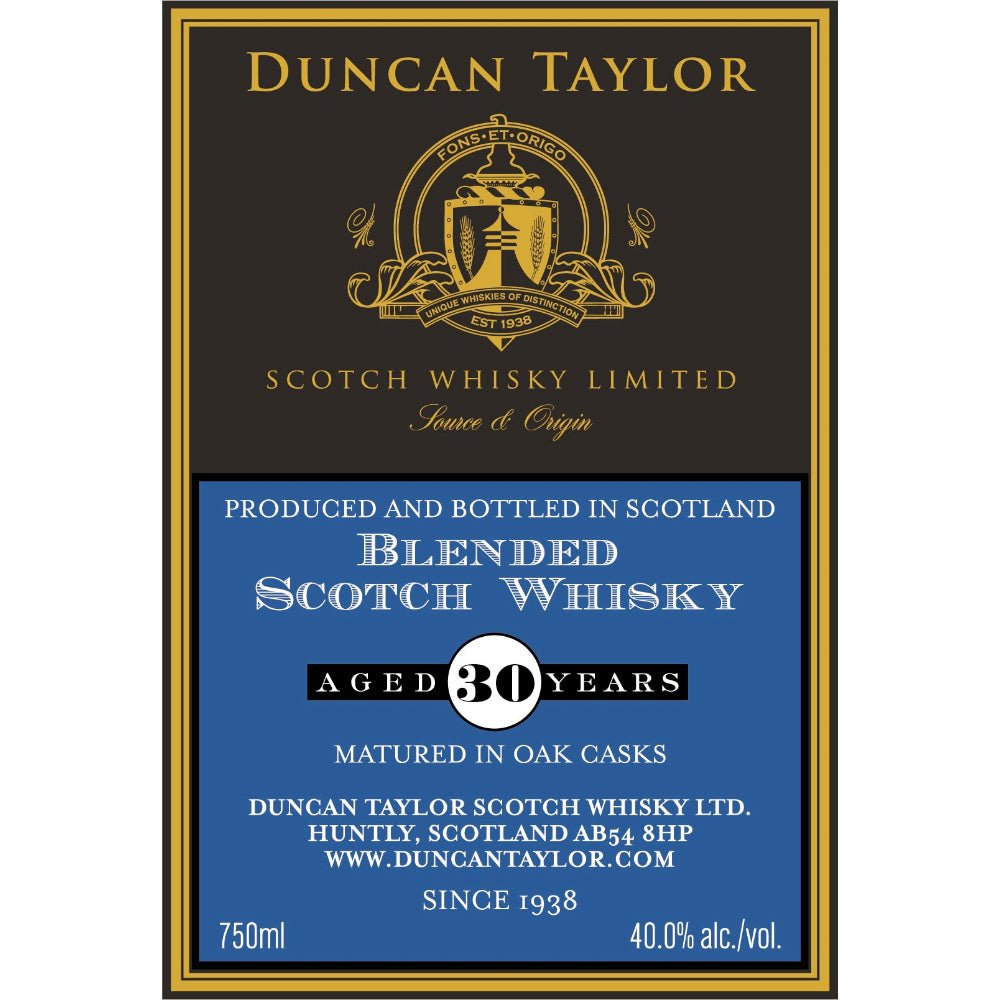 Duncan Taylor 30 Year Old Blended Scotch - Main Street Liquor