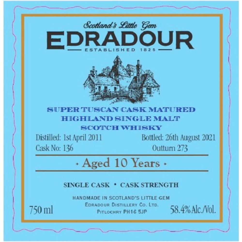 Edradour Distillery 10 Year Old Super Tuscan Cask Matured Scotch - Main Street Liquor