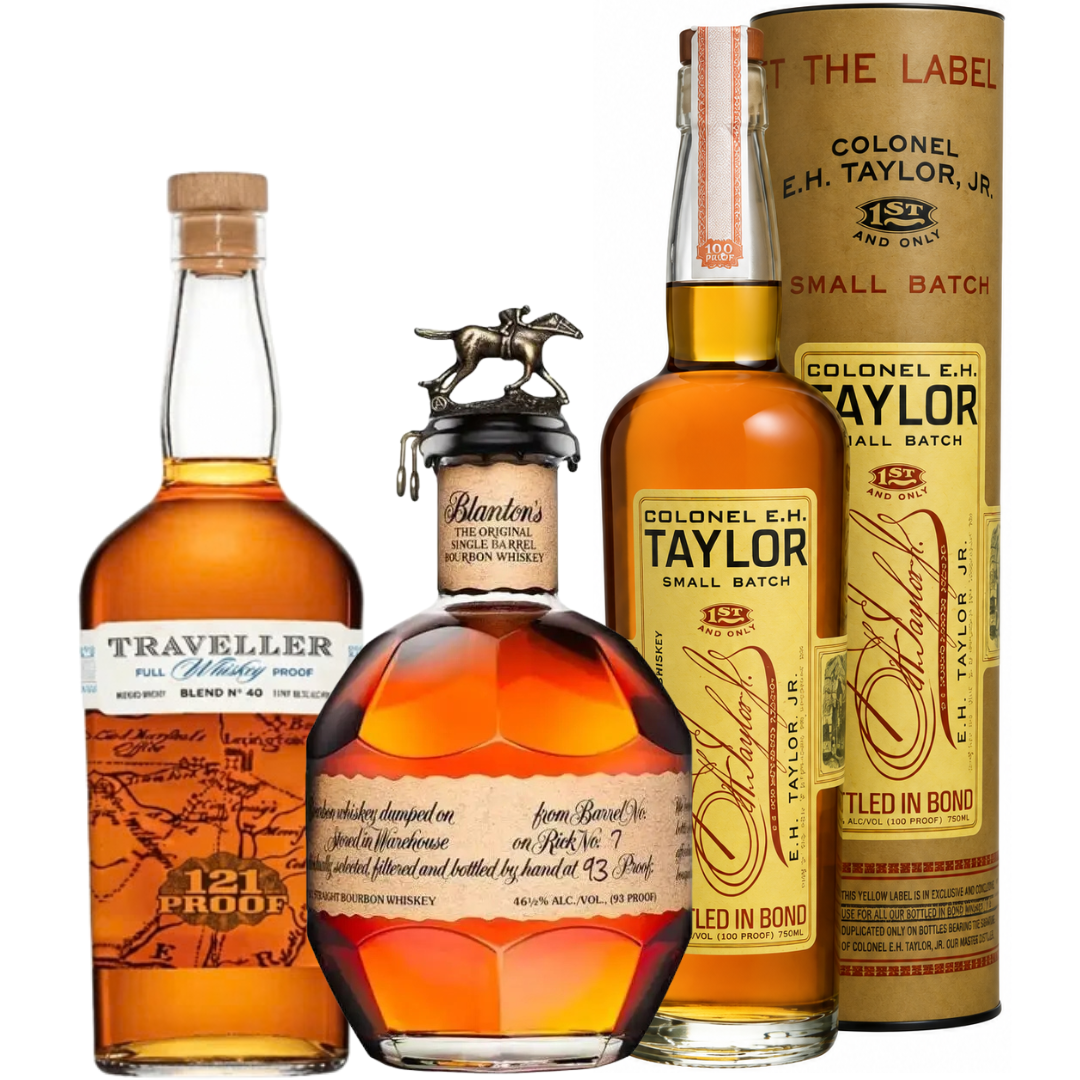 E.H. Taylor Small Batch x Traveller Full Proof x Blanton's Original Whiskey Bundle - BuyMyLiquor