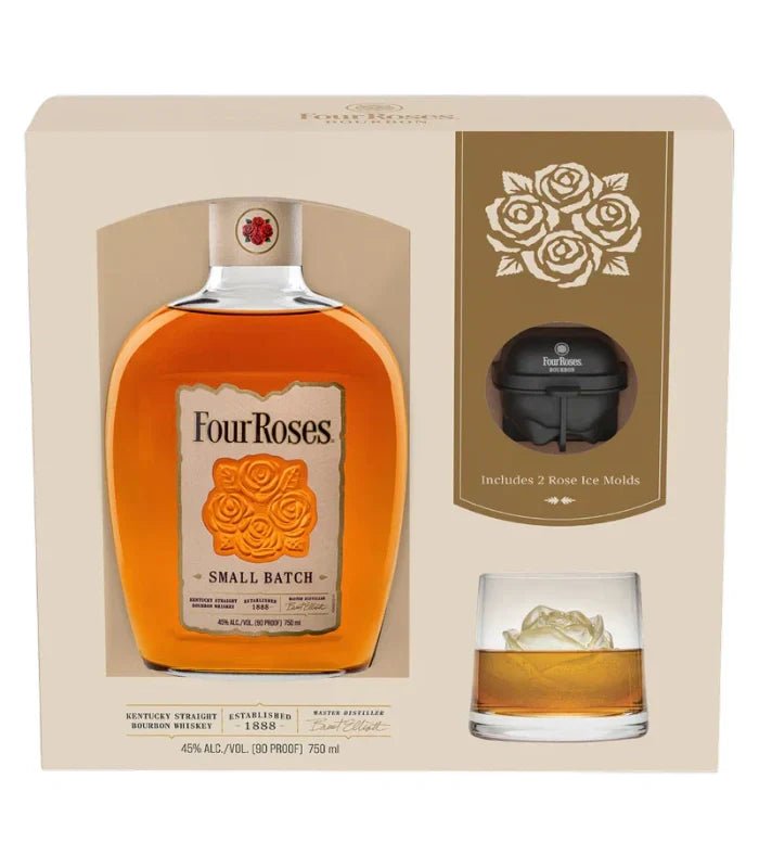 Four Roses Small Batch Bourbon Gift Set w/ 2 Rose Ice Molds
