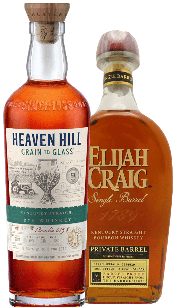 Heaven Hill Grain to Glass Rye & Elijah Craig Mission Barrel Combo 750ml - BuyMyLiquor