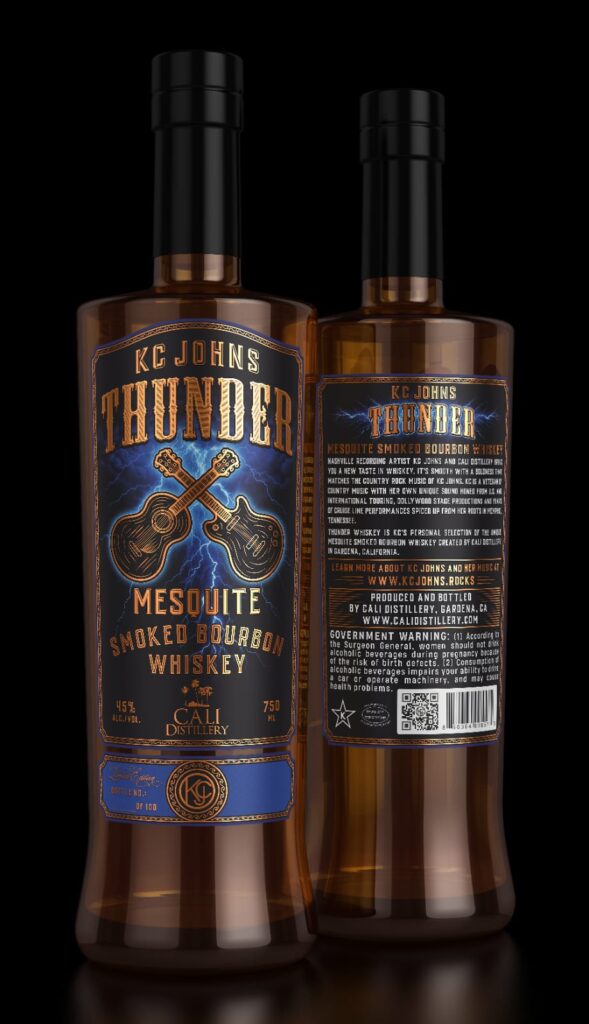 KC Johns Thunder Bourbon Whiskey with Smoked Mesquite Alcoholic Beverages CALI Distillery