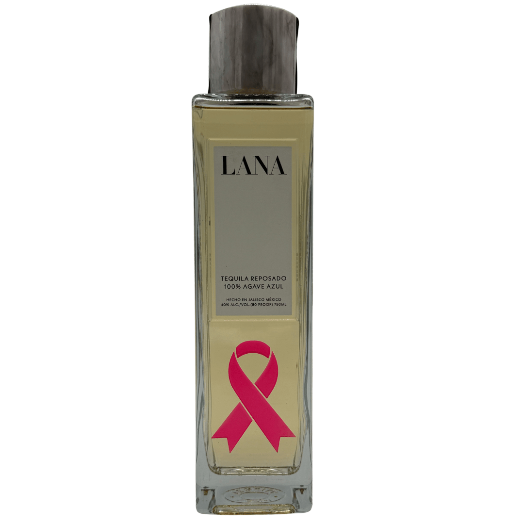 LANA Tequila Reposado Breast Cancer Awareness Ribbon Limited Edition Etched Bottle 750mL Lana Tequila