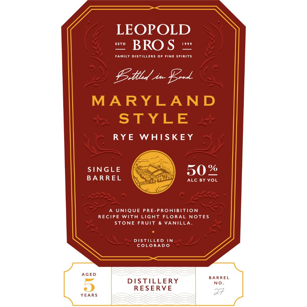 Leopold Bros Distillery Reserve Maryland Style Rye - Main Street Liquor