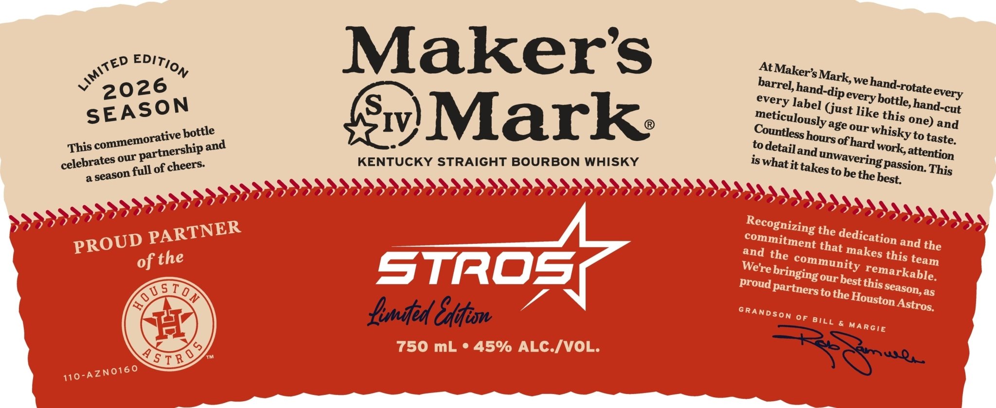 Maker’s Mark x Houston Astros STROS Limited Edition 2026 Kentucky Straight Bourbon Whiskey - Main Street Liquor