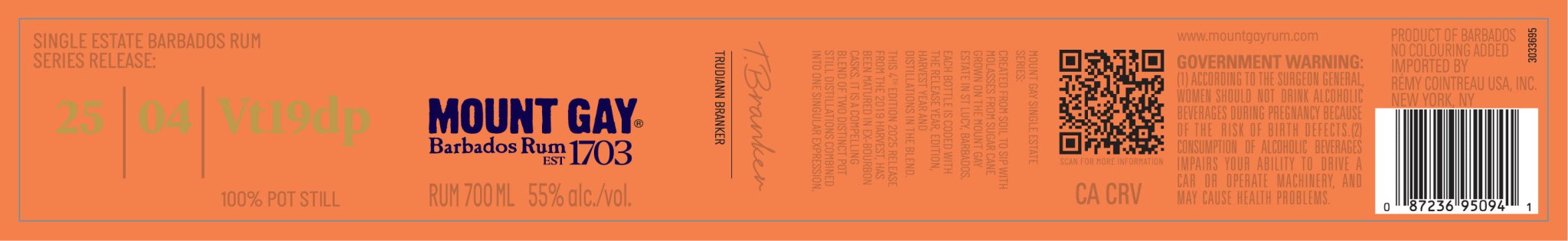 Mount Gay Single Estate Series 2025 Edition 04, 100% Pot Still Rum - Main Street Liquor