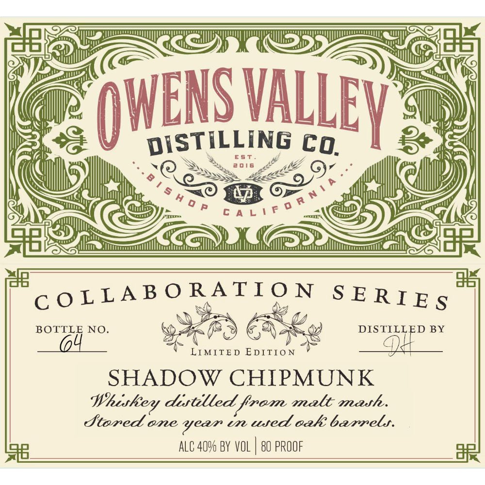 Owens Valley Collaboration Series Shadow Chipmunk Whiskey - Main Street Liquor