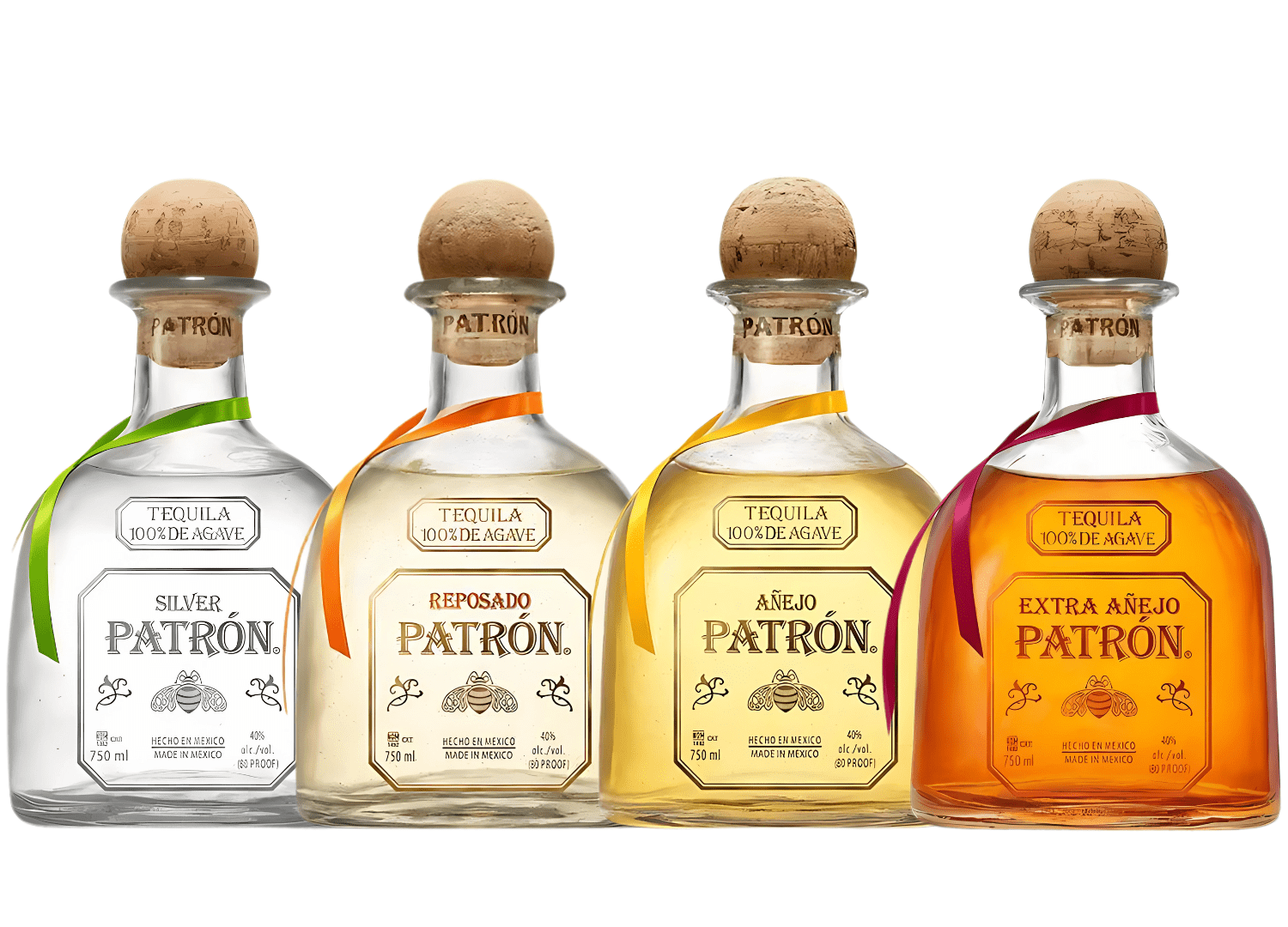 Patrón Tequila Collection Bundle: Silver, Reposado, Añejo & Extra Añejo