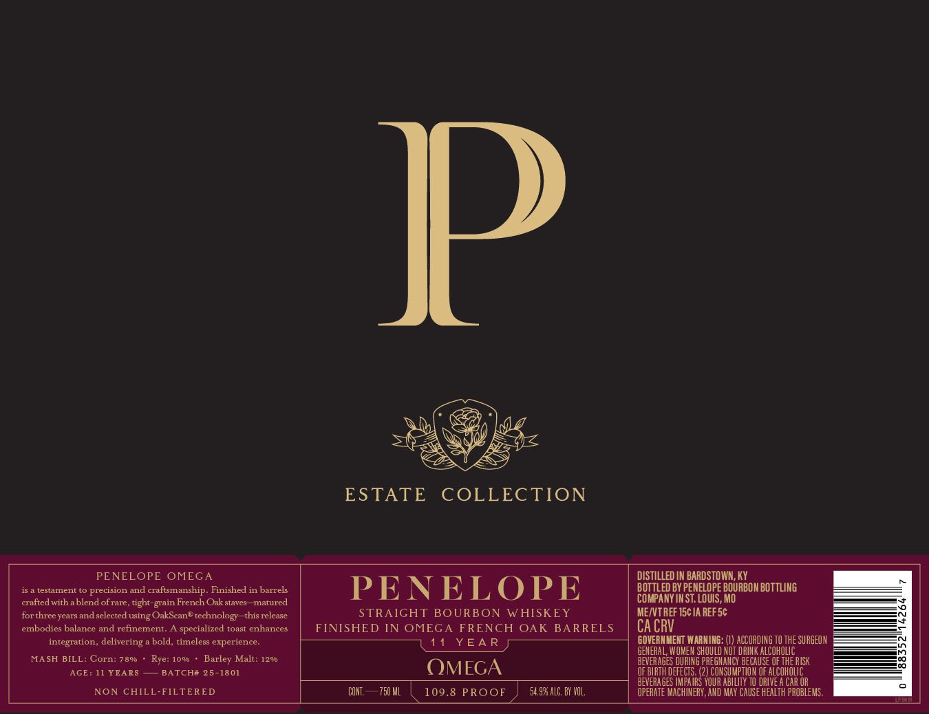Penelope Omega Estate Collection 11 Year Straight Bourbon Whiskey Penelope Bourbon
