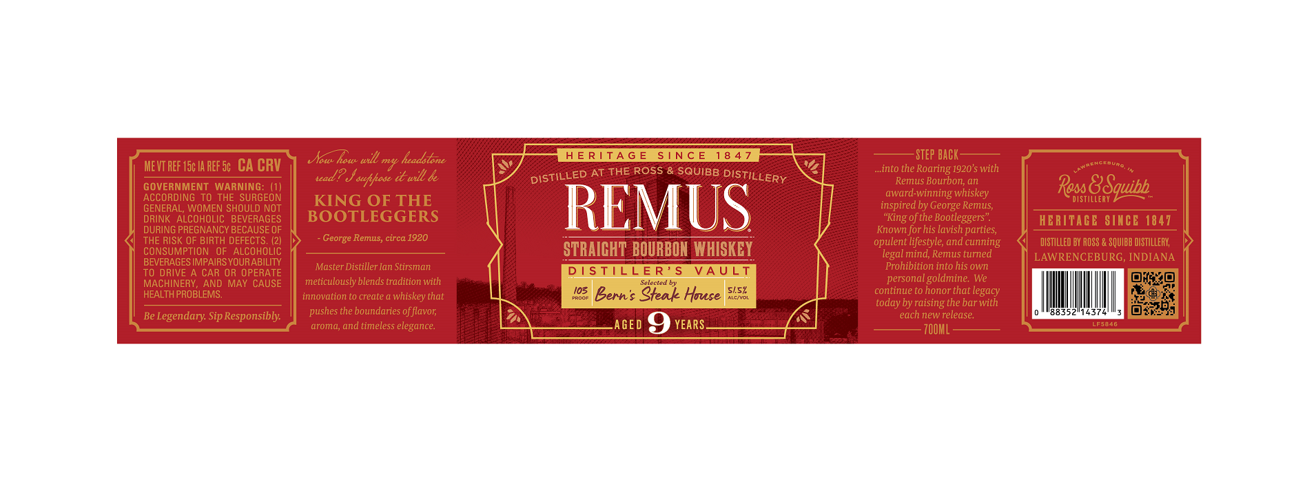 Remus Distiller’s Vault 9 Year Bourbon Bern’s Steak House Selection G. Remus Distilling Co.