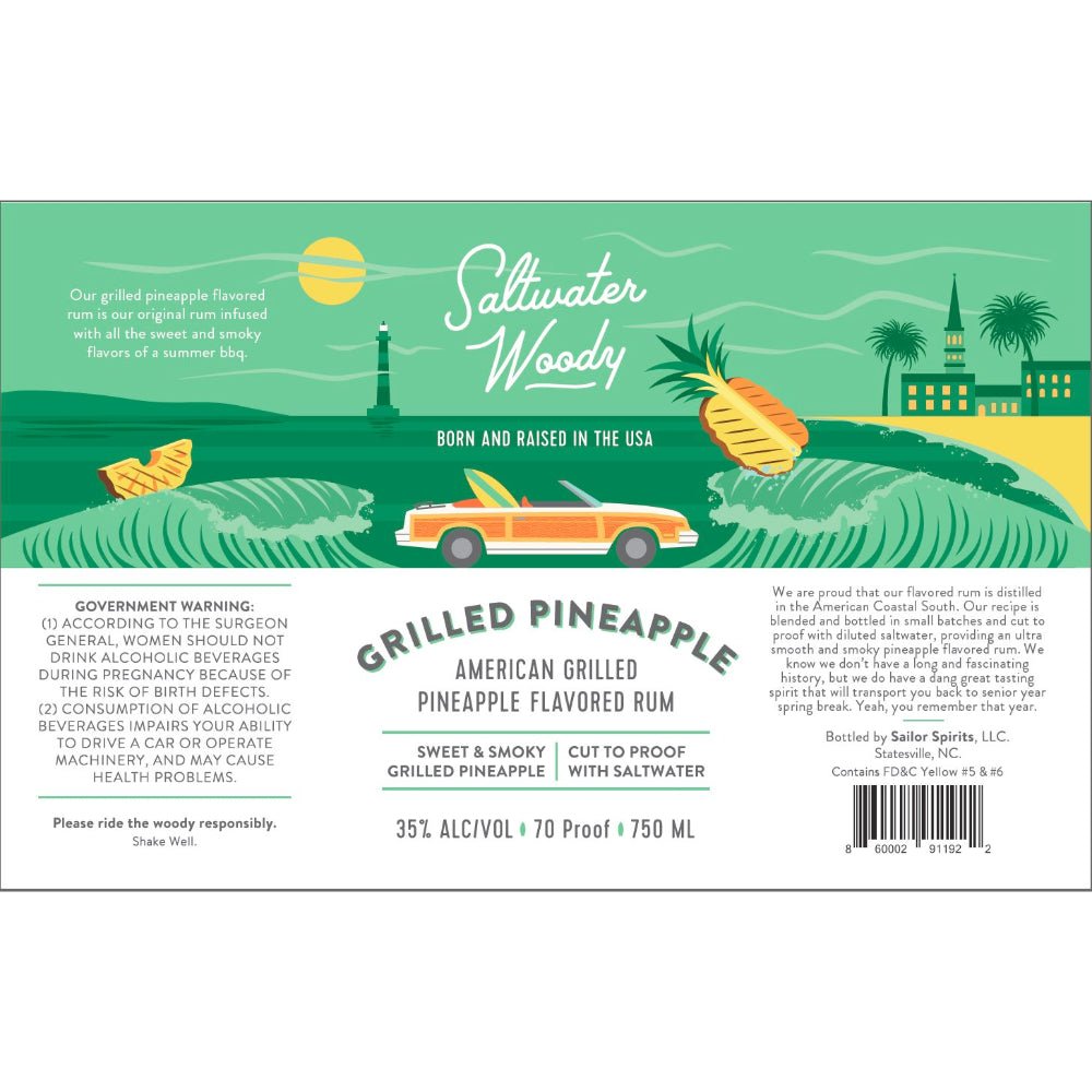 Saltwater Woody Grilled Pineapple Flavored Rum 1L - Main Street Liquor