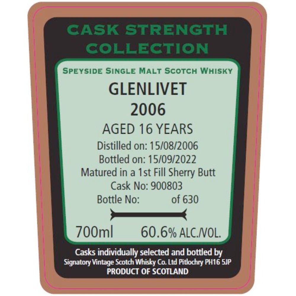 Signatory Vintage 2006 Glenlivet 16 Year Old - Main Street Liquor