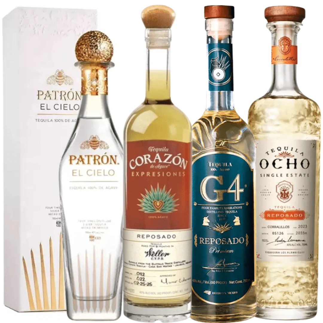 Tequila Collector Starter Pack: Tequila Ocho Reposado, G4 Tequila Reposado, Corazón Weller C.Y.P.B. Reposado, Patron El Cielo - Main Street Liquor