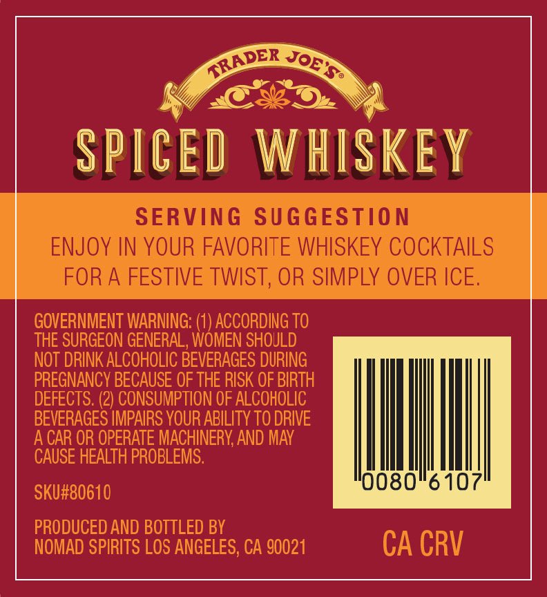Trader Joe's Spiced Whiskey 375ml - Main Street Liquor