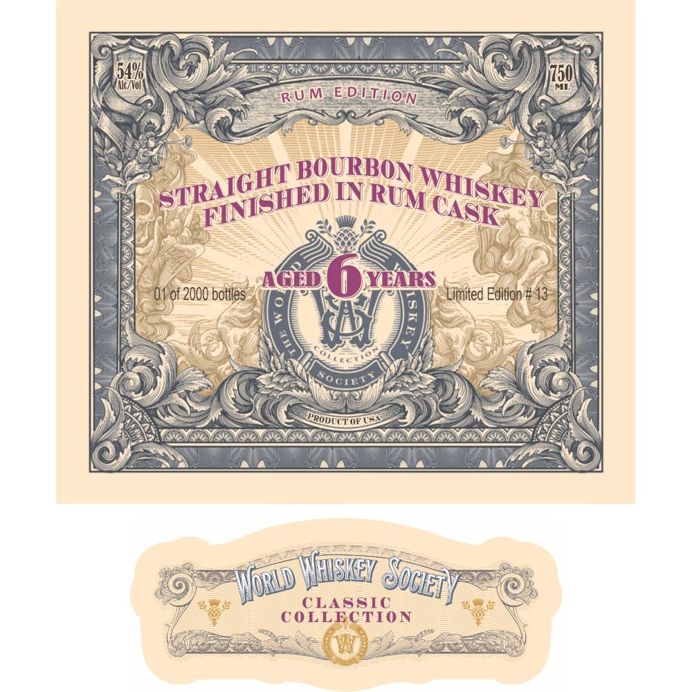 World Whiskey Society Classic Collection 6 Year Bourbon Rum Cask Finished - Main Street Liquor