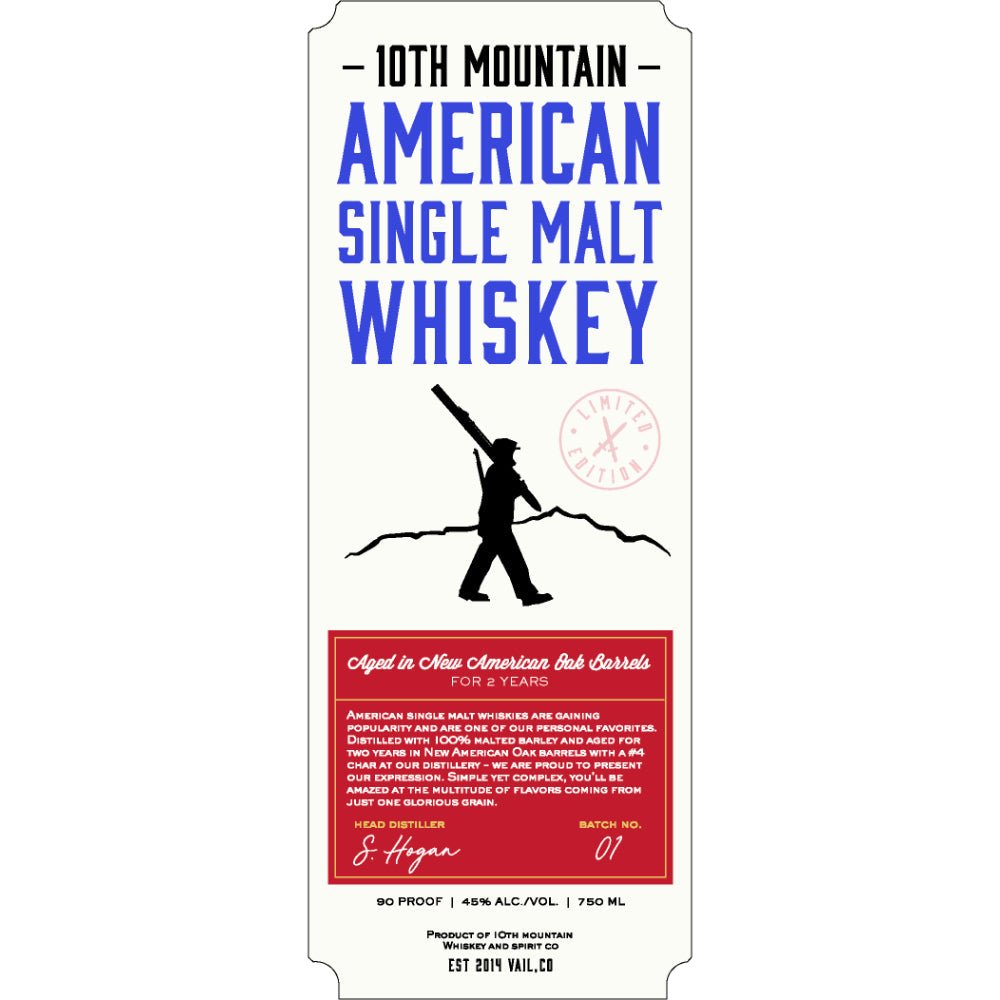 10th Mountain American Single Malt Whiskey Single Malt Whiskey 10th Mountain Whiskey And Spirit Co.   