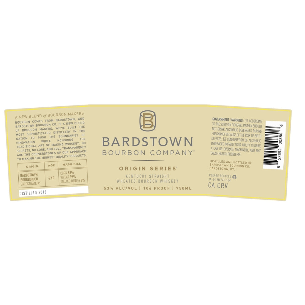 Bardstown Bourbon Origin Series Straight Wheated Bourbon Bourbon Bardstown Bourbon Company   