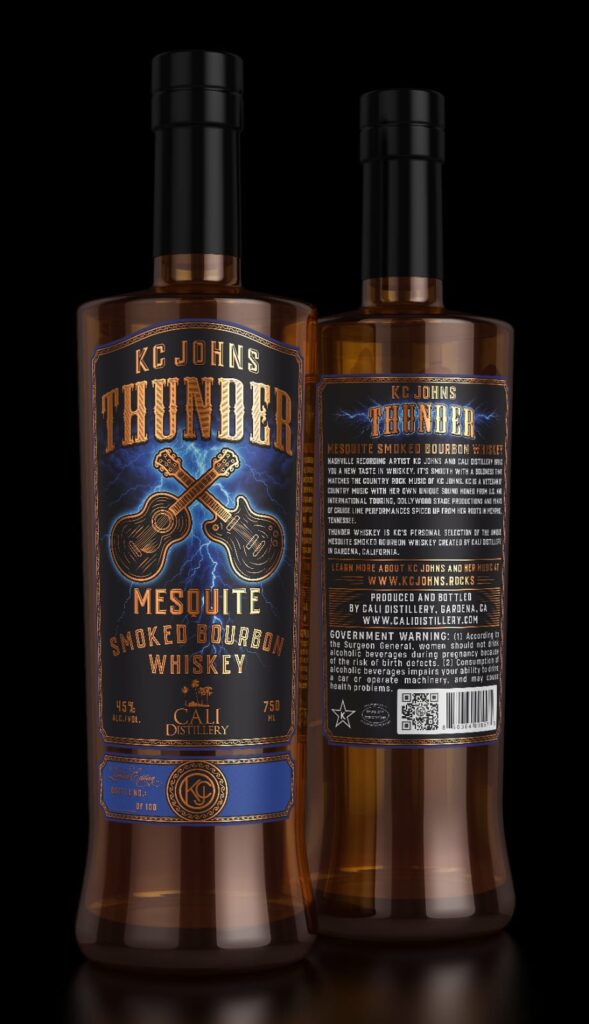KC Johns Thunder Bourbon Whiskey with Smoked Mesquite Alcoholic Beverages CALI Distillery   