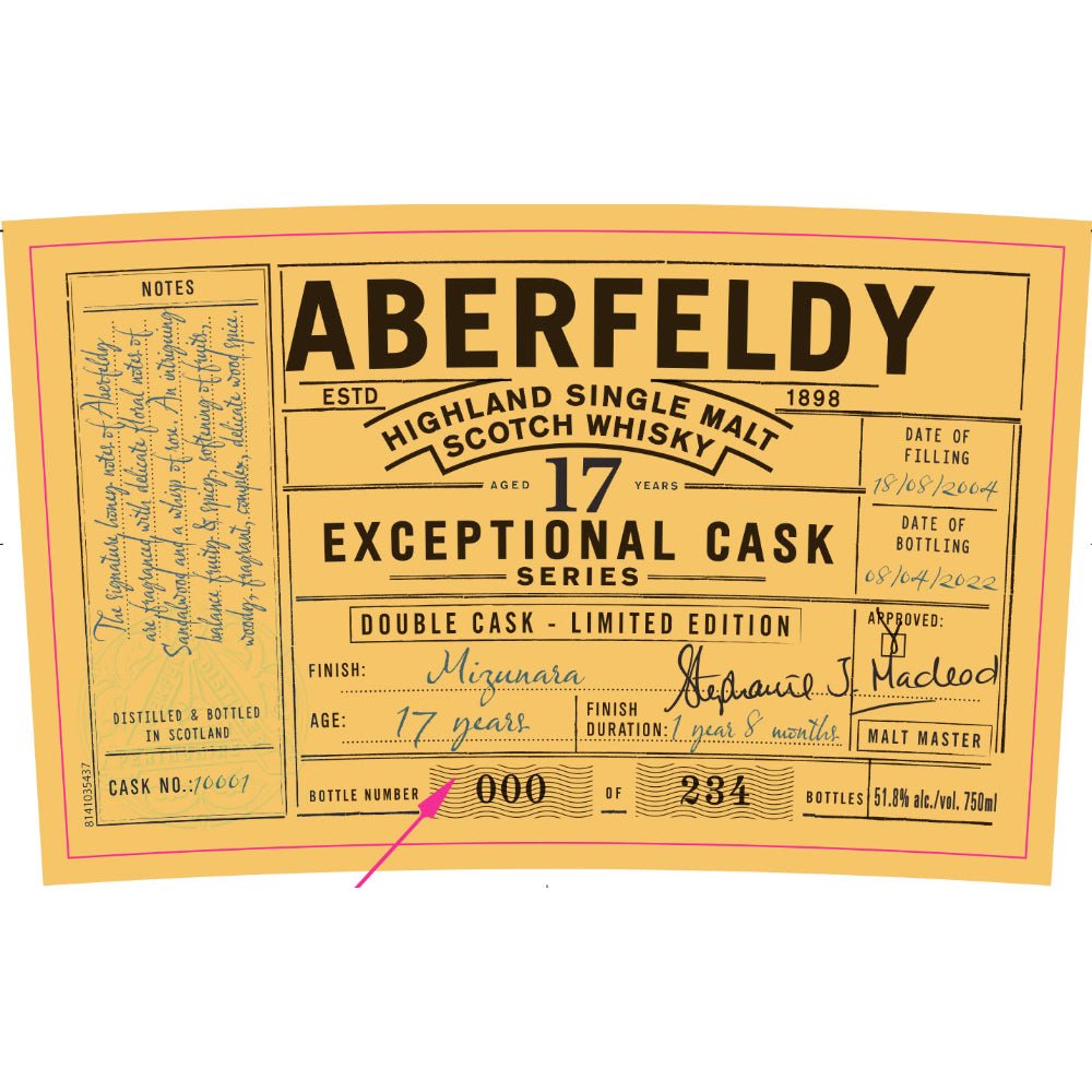 Aberfeldy 17 Year Old Exceptional Cask Series Mizunara Finish Scotch Aberfeldy   