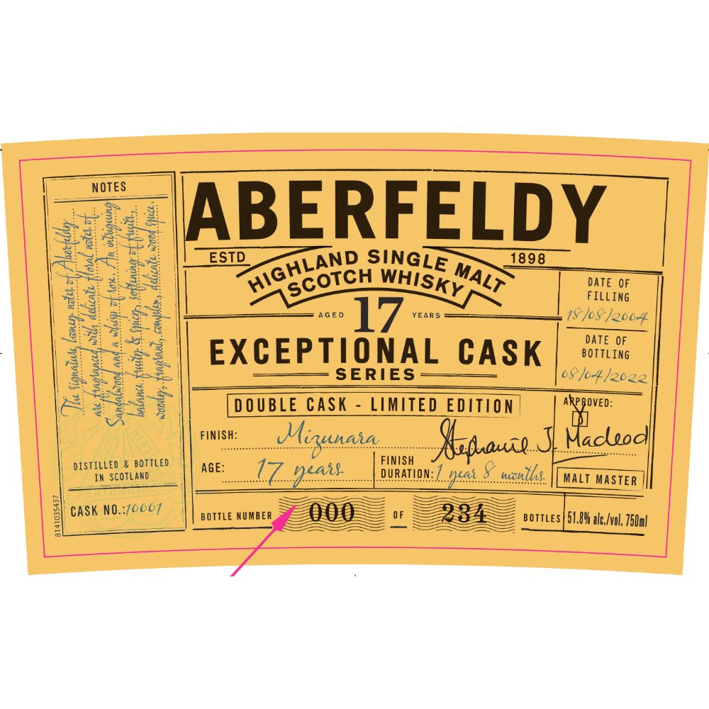 Aberfeldy 17 Year Old Exceptional Cask Series Mizunara Finish - Main Street Liquor