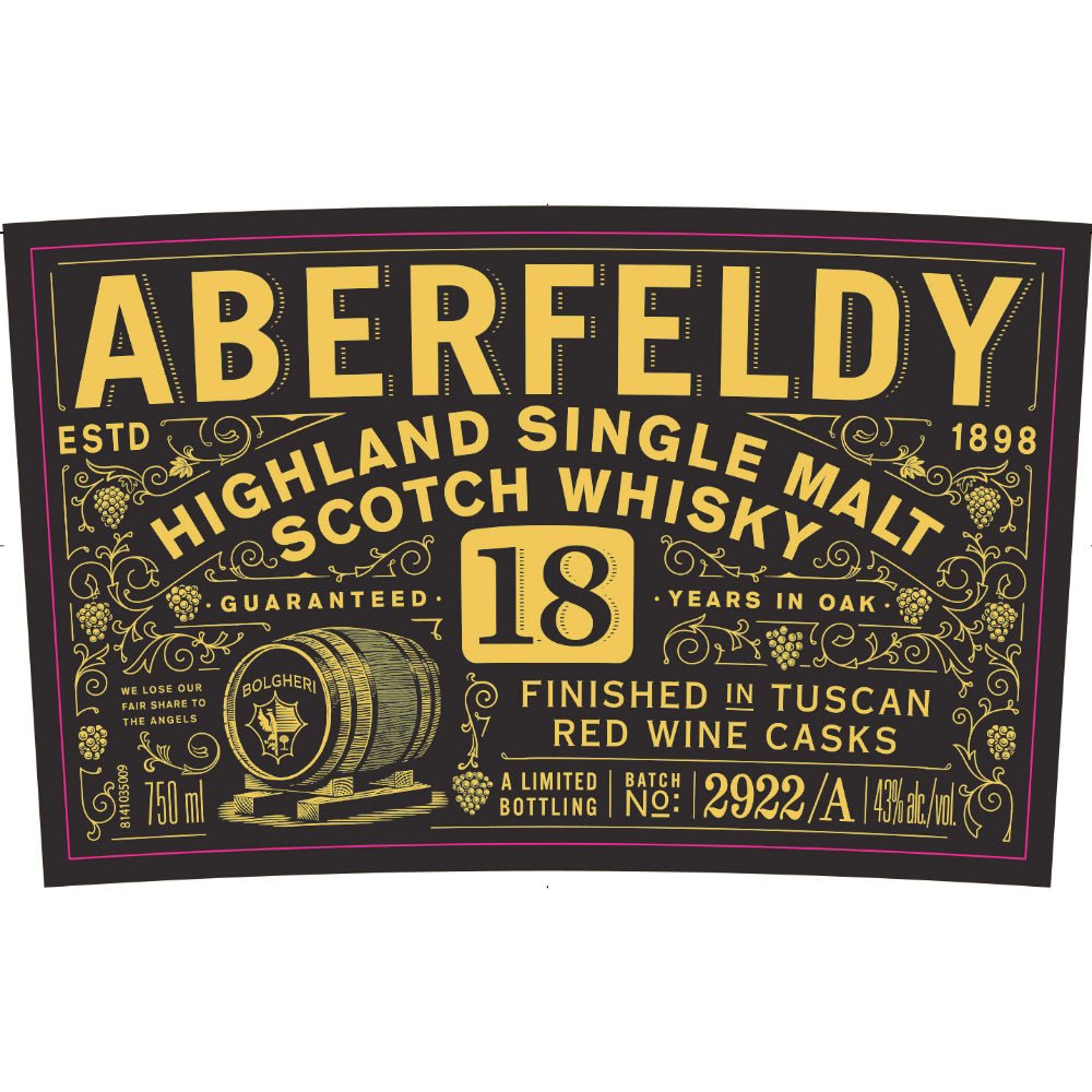 Aberfeldy 18 Year Old Tuscan Red Wine Cask Finish Scotch Aberfeldy   