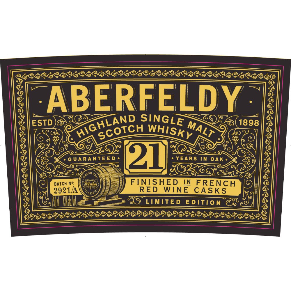Aberfeldy 21 Year Old French Red Wine Cask Finish Scotch Aberfeldy   