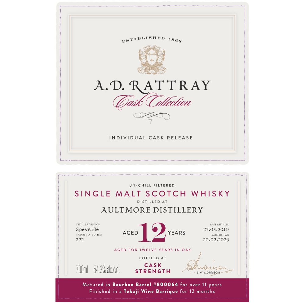 A.D. Rattray Cask Collection 12 Year Aultmore 2010 Cask #800064 Scotch Aultmore   