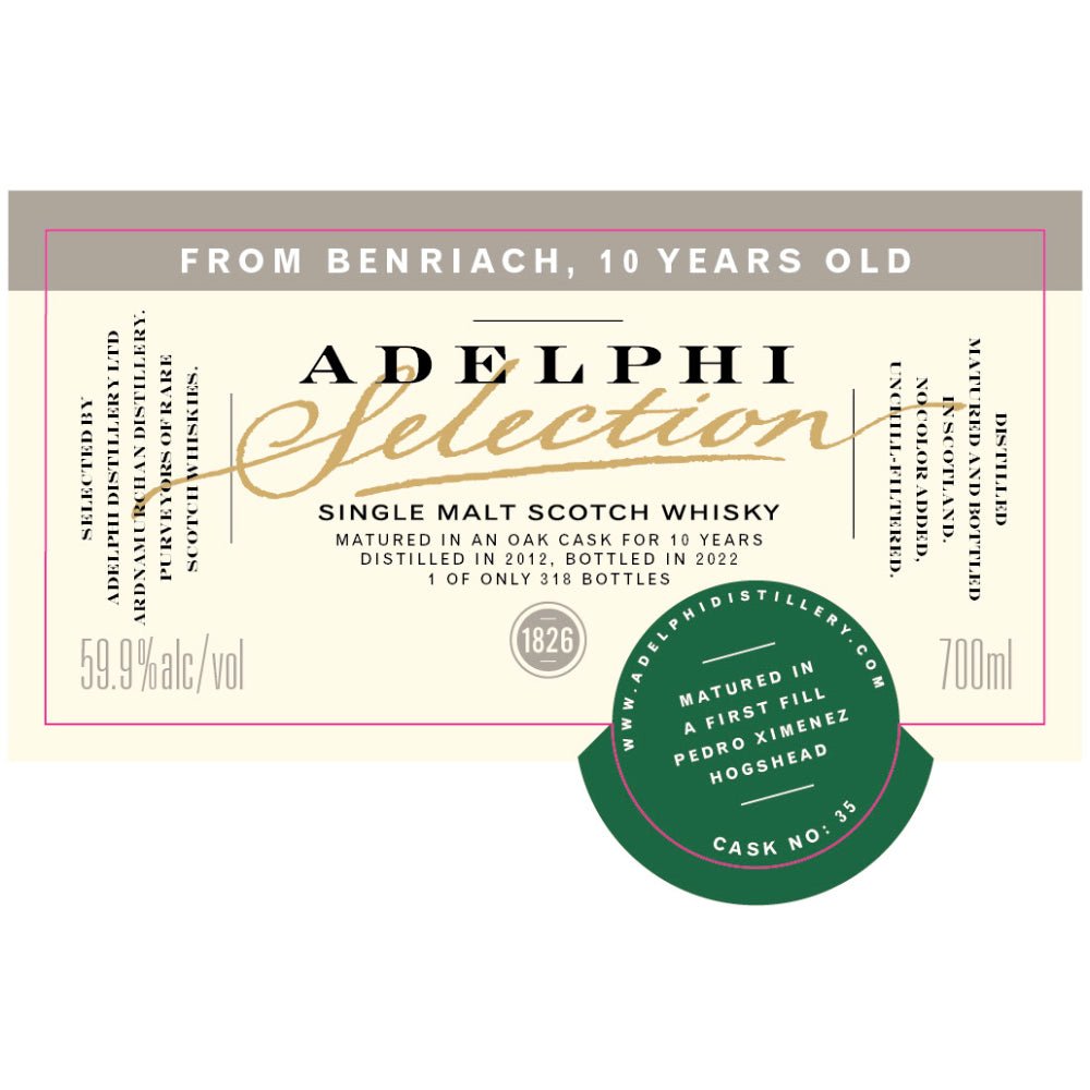 Adelphi Selection Benriach 10 Year Old 2012 Scotch Adelphi Selections   