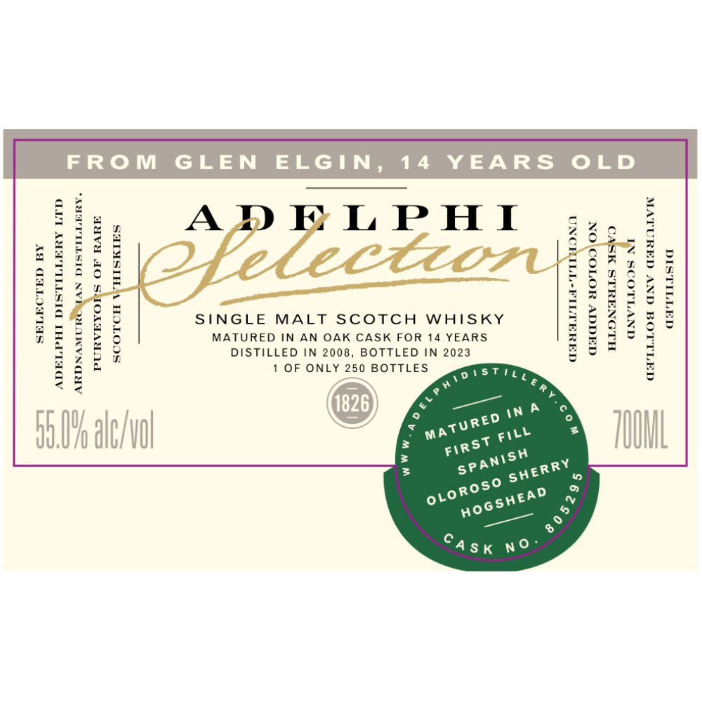 Adelphi Selections Glen Elgin 14 Year Old 2008 Scotch Adelphi Selections   