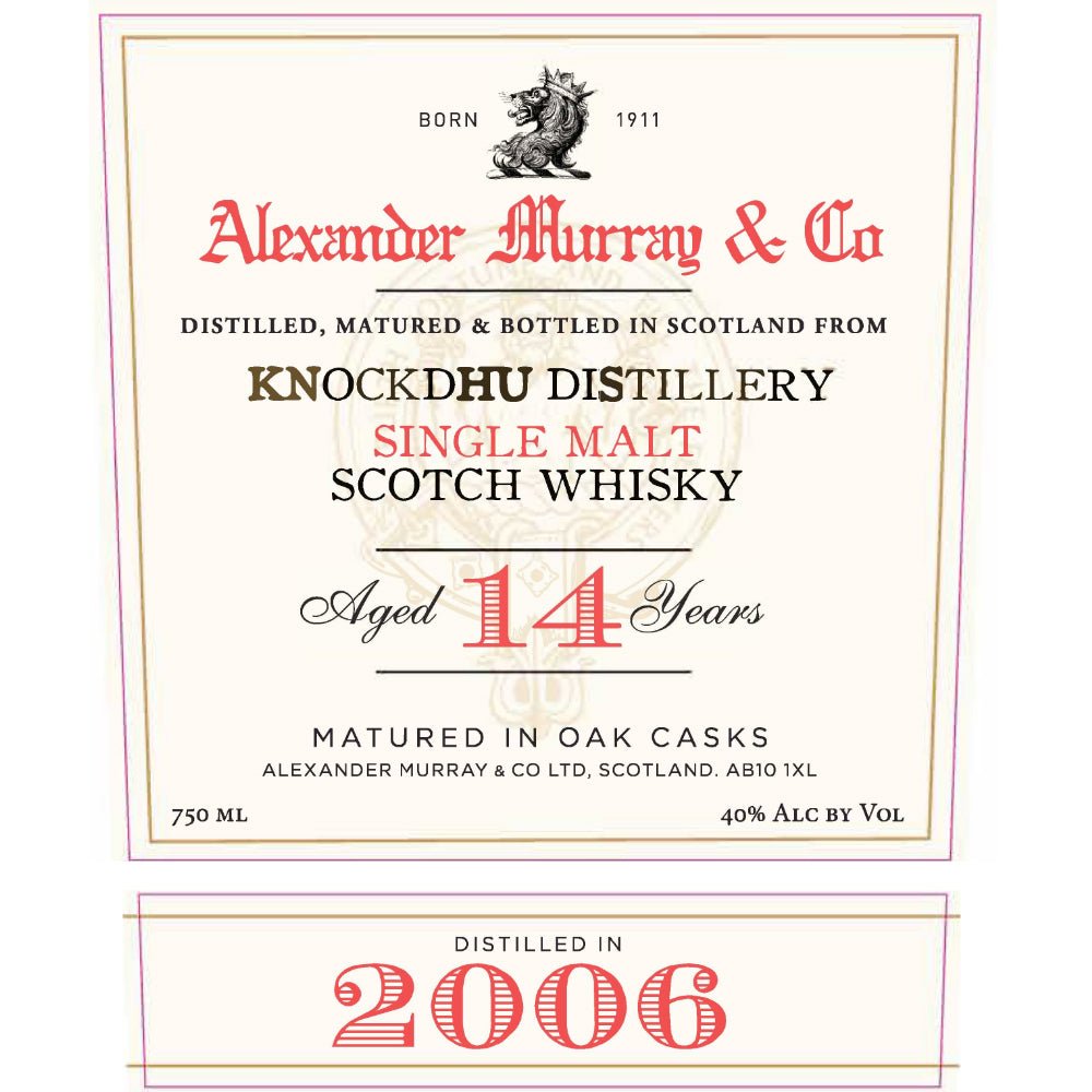 Alexander Murray Knockdhu Distillery 14 Year Old Scotch Alexander Murray   