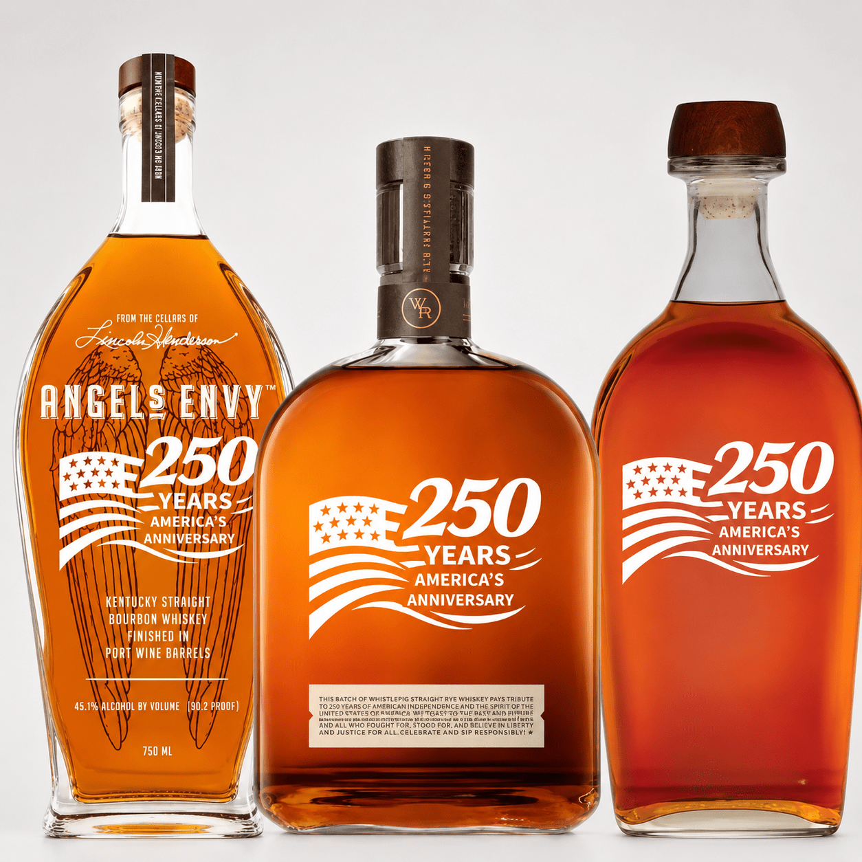 America’s 250th Anniversary Bourbon Patriot Bundle: Angel’s Envy, Woodford Reserve, Elijah Craig - Main Street Liquor