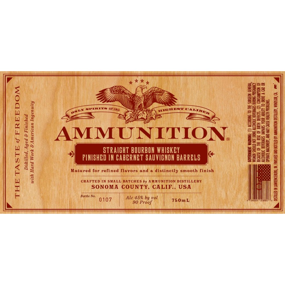 Ammunition Bourbon Finished In Cabernet Sauvignon Barrels Bourbon Ammunition Distillery   