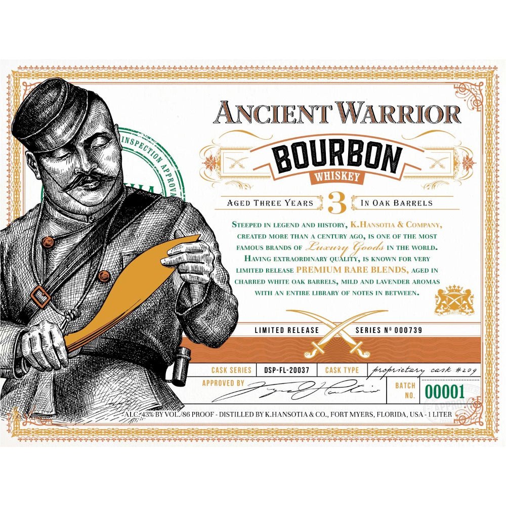 Ancient Warrior 3 Year Old Bourbon 1L Bourbon K.Hansotia   