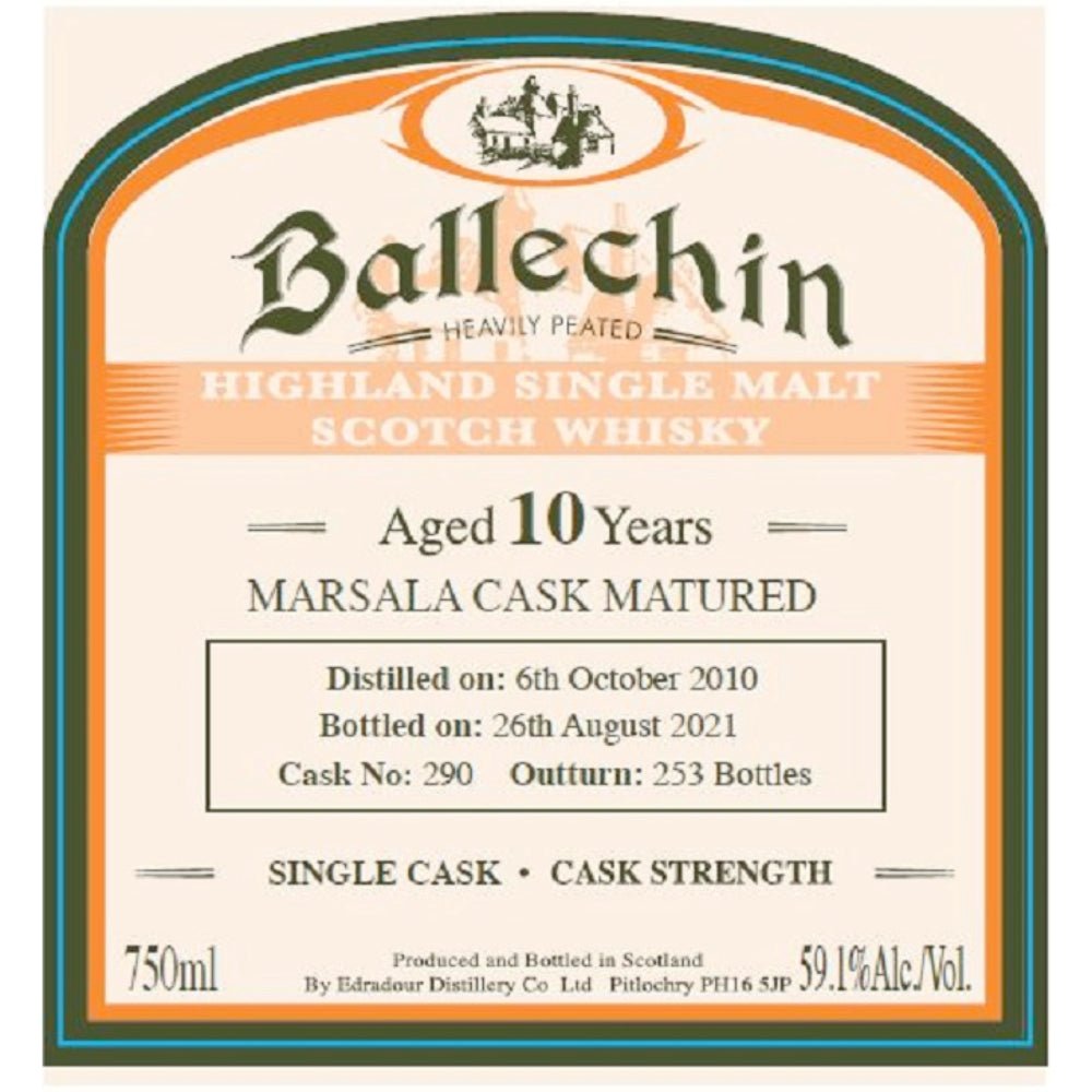 Ballechin Marsala Cask Matured Single Malt Scotch 10 Year Old Scotch Edradour Distillery   