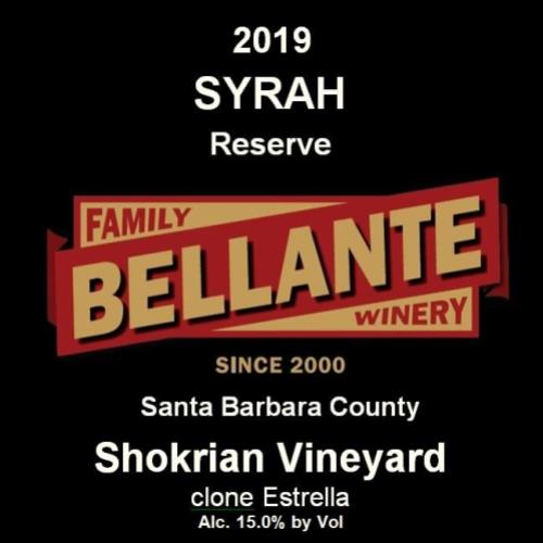 Bellante Family Winery 2019 Santa Barbara County Syrah Reserve Wine Bellante Family Winery   