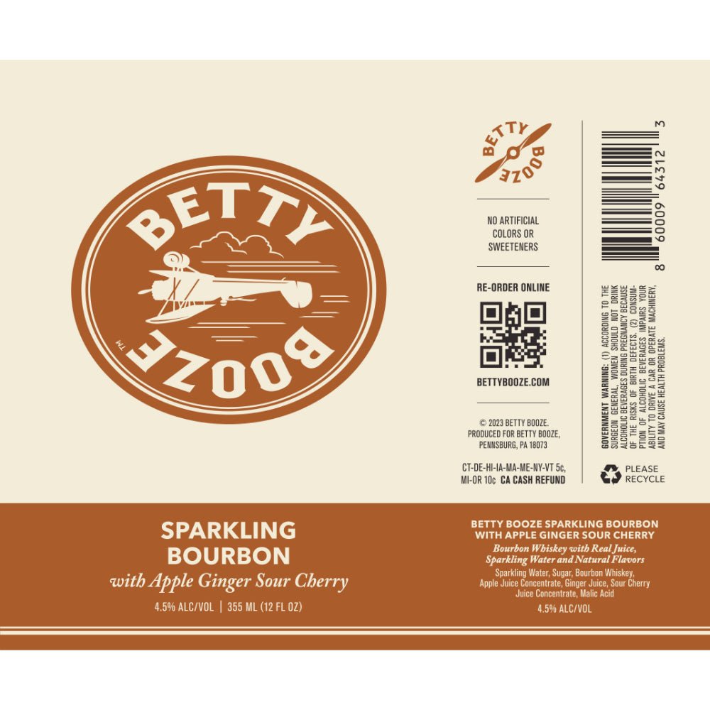 Betty Booze Sparkling Bourbon with Apple Ginger Sour Cherry by Blake Lively Ready-To-Drink Cocktails Betty Booze   
