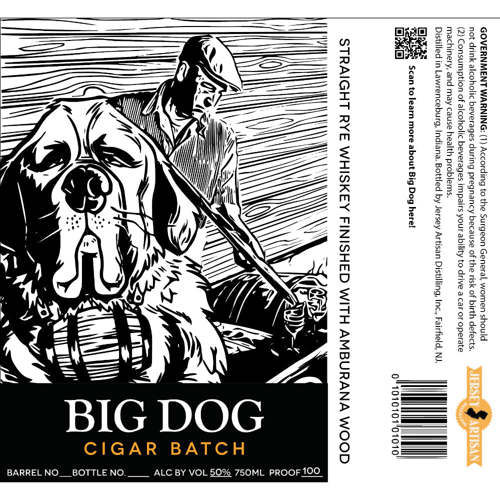 Big Dog Cigar Batch Straight Rye Whiskey Rye Whiskey Jersey Artisan Distilling   