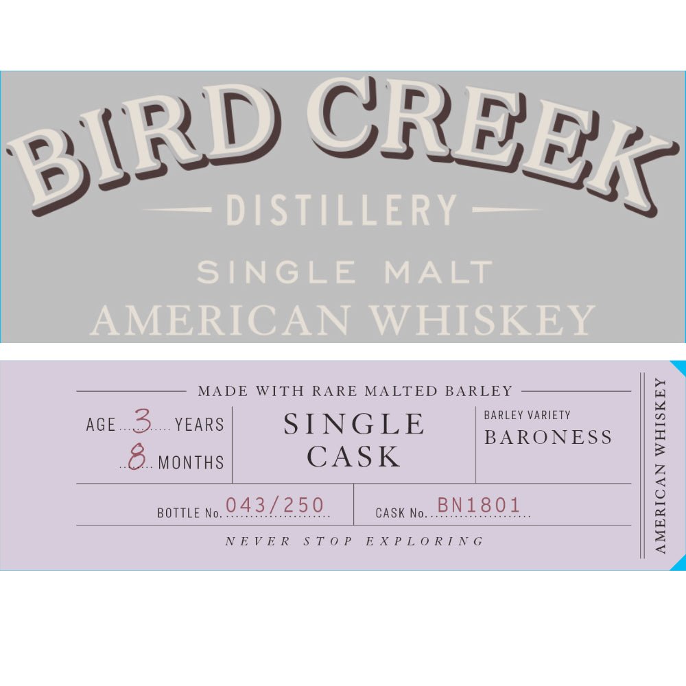 Bird Creek Single Cask American Single Malt Whiskey Single Malt Whiskey Bird Creek Distillery   